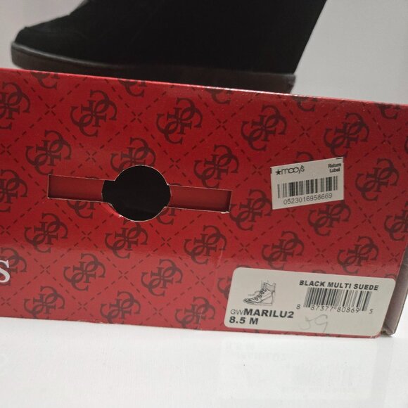 Guess Suede Black Wedge Boots Size 8.5 - Picture 4 of 4